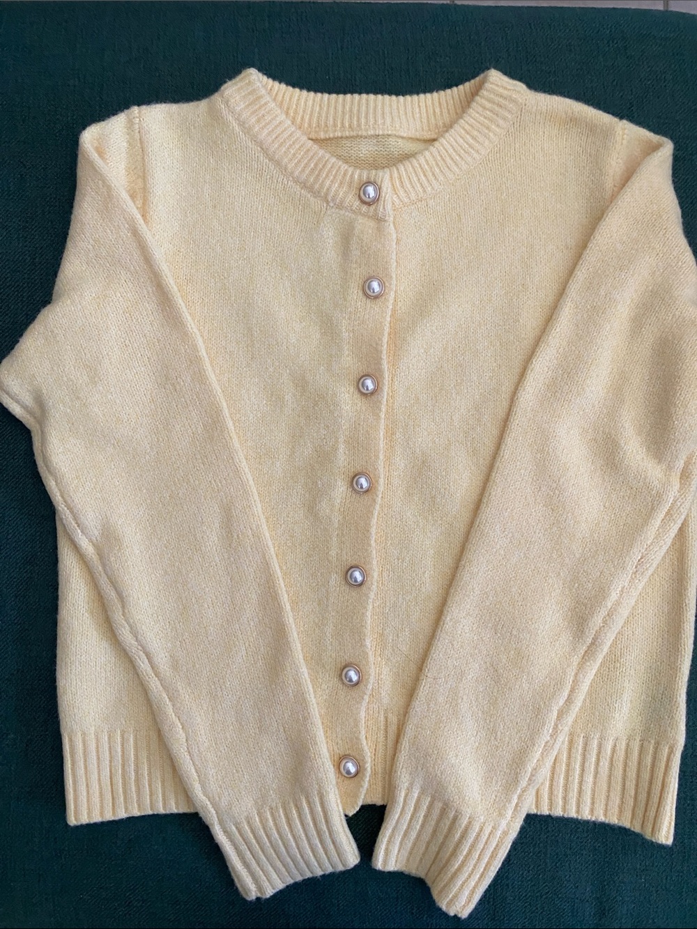 NWOT Classic Crewneck Yellow Button-Front Sweater